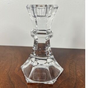 Towle 5" Lead Crystal Taper‎ Candle Holder - Geometric Clear Vintage Home Decor
